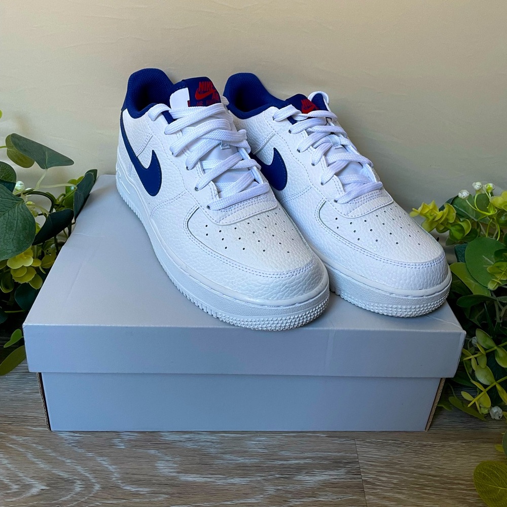 Nike (GS) Air Force 1 - White/Deep Royal Blue- University Red